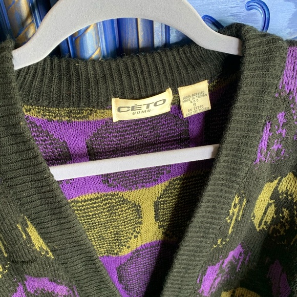 Vintage Ceto Uomo Mens Cardigan Sweater Small - Picture 2 of 4